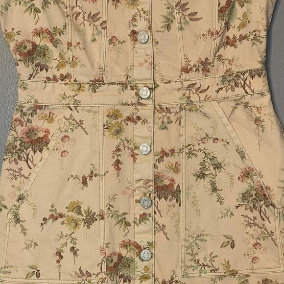 Rebecca Taylor La Vie Large Dress Denim Floral Off the Shoulder Cream Button - Picture 3 of 9